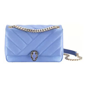 BVLGARI Serpenti Cabochon Sheepskin Shoulder Bag Women's Lavender