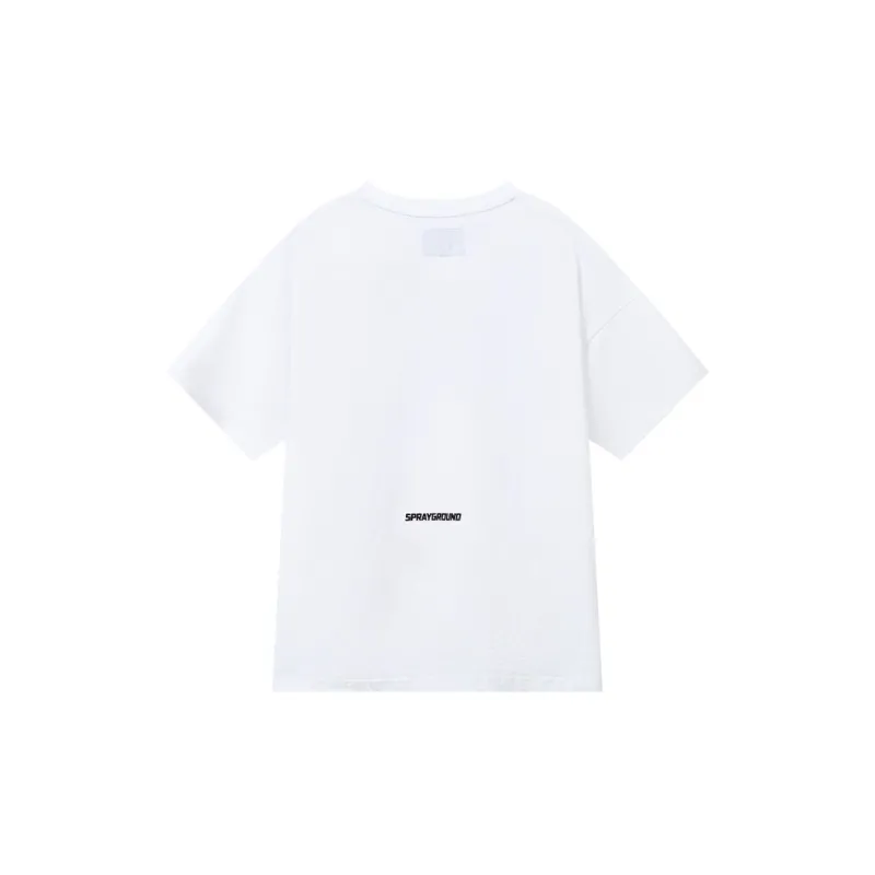SPRAYGROUND Crew Neck Short Sleeved T Shirts Unisex Raw White-1