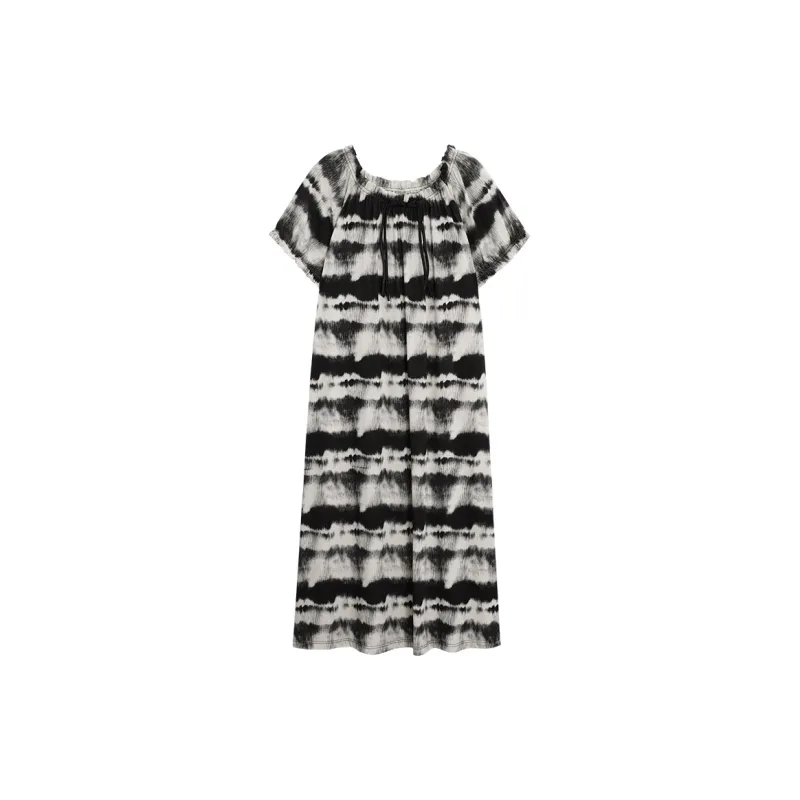 Sha Qian Nightgown Summer Women's Black-0