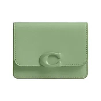 COACH Bandit Calfskin Wallet, Card Holder Mini Women's Silver & Light Happy Fruit