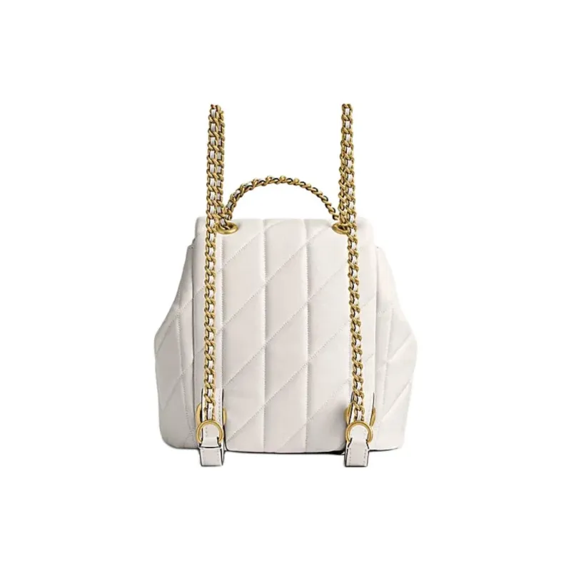 COACH Tabby Quilting Sheepskin Backpack Trumpets Women's Chalk White-4