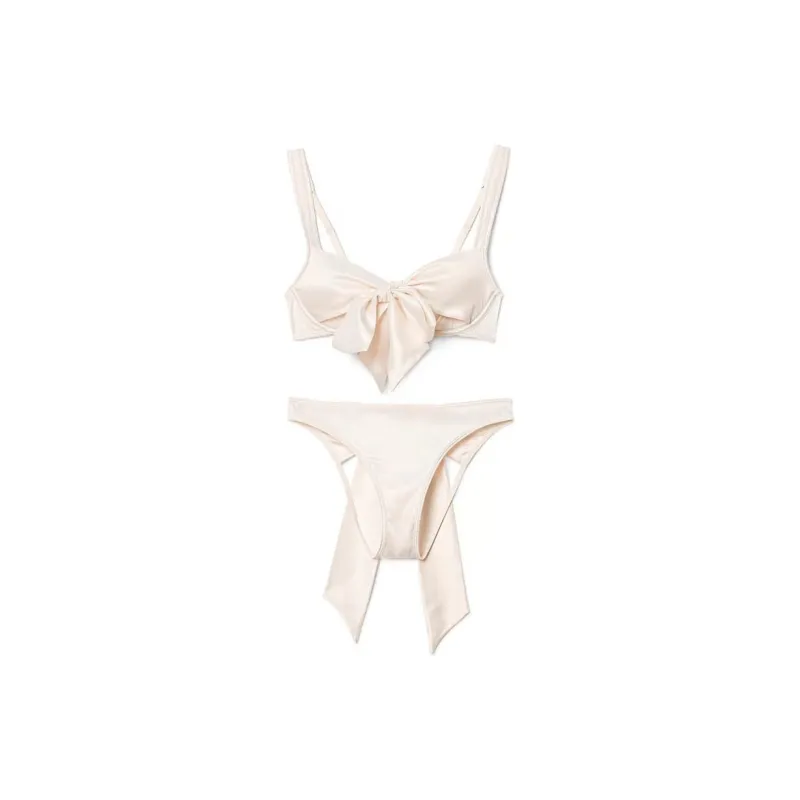 Victoria's Secret PINK ADORE ME Gynger Plunge Bra/Gardenia Underwear Set Women's White-0