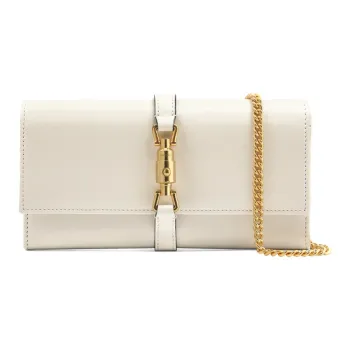 GUCCI Jackie 1961 Leather WOC Chain Bag Shoulder Bag, Crossbody Bag Small Size Women's White
