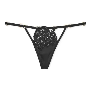 Victoria's Secret PINK VERY SEXY Tropical Leaf Hardware V Sg Panty/Bk Underpants Women's 1 Pack Black