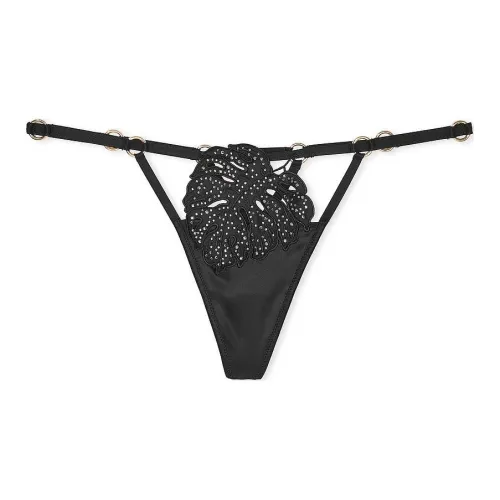 Victoria's Secret PINK VERY SEXY Tropical Leaf Hardware V-Sg Panty/Bk Underpants Women's 1 Pack Black