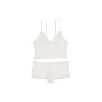 Victoria's Secret PINK VICTORIA'S SECRET Lace Cami & Shortie Set/White Underwear Set Women's White