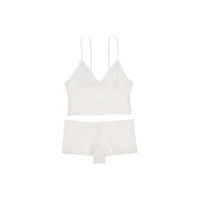 Victoria's Secret PINK VICTORIA'S SECRET Lace Cami & Shortie Set/White Underwear Set Women's White-0