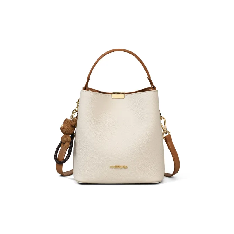 MILLIE'S Cow Leather With Synthetic Leather Handbag, Shoulder Bag, Crossbody Bag Regular Women's Ecru-2