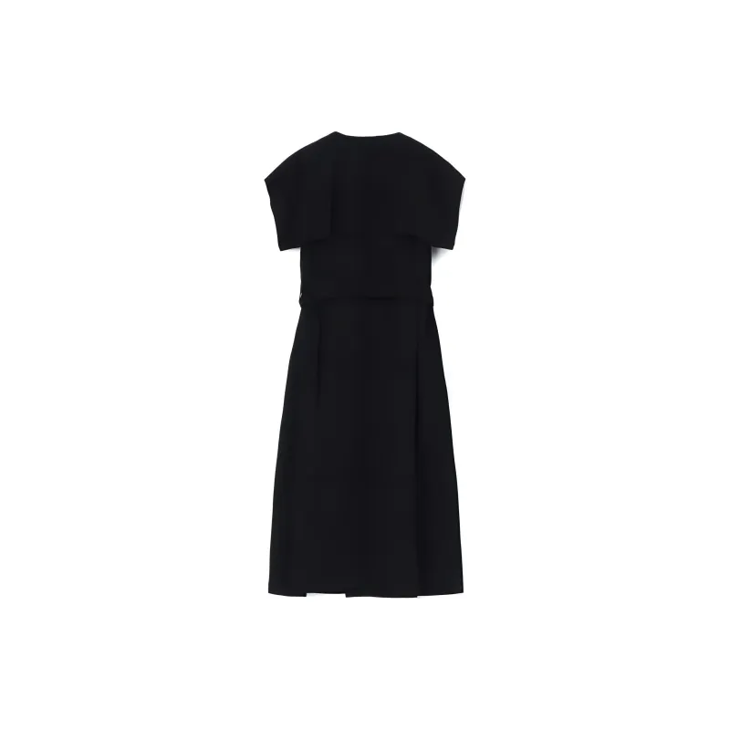 Yohji Yamamoto Wool Gabardine Sailor Collar Coat Women's Black-1