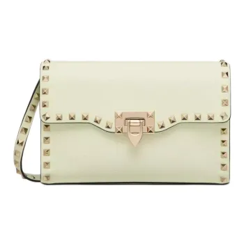 Valentino Rockstud Grained Calfskin Shoulder Bag Crossbody Bag Small Size Women's Light Green