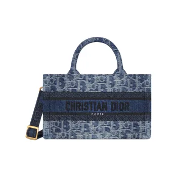 DIOR BookTote Oblique Jacquard Fabric Tote Bag Shopping Bag Shoulder Bag Crossbody Bag Handbag Mini Women's Blue
