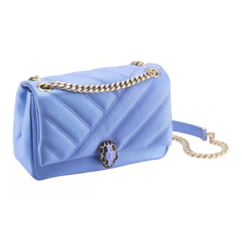 BVLGARI Serpenti Cabochon Sheepskin Shoulder Bag Women's Lavender-1