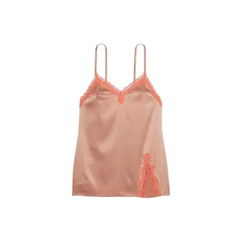 Victoria's Secret Tease Satin Lace-Trim Mini Slip/Macaron Nightgown Women's Nude Pink