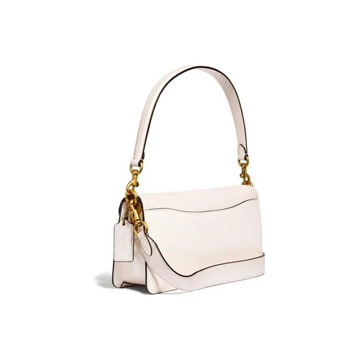 COACH Tabby Polished Pebbled Leather Wine God Bag Shoulder Bag Crossbody Bag Medium Size Women's White-1
