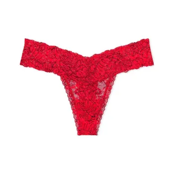 Victoria's Secret PINK THE LACIE Lace Thg Panty/Hottie Pink Palms Underpants Women's 1 Pack Red