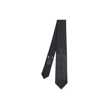 HERMES Mulberry Silk Ties Men's Blue