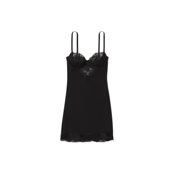 Victoria's Secret Modal & Lace Mini Slip/Black Nightgown Women's Black