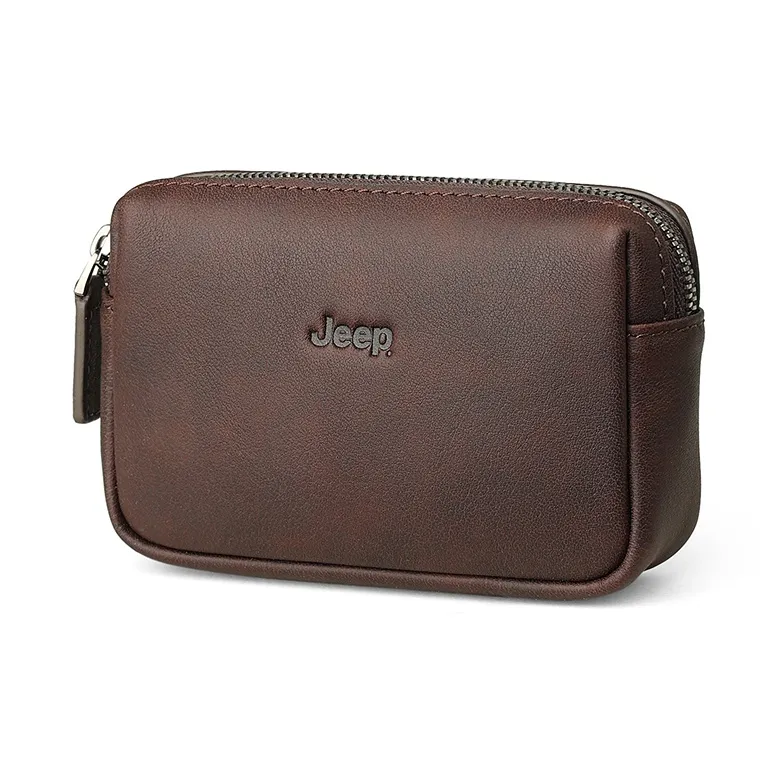 Jeep Top Grain Cow Leather Key Pouch Card Holder Coin Purse Regular Unisex Coffee/Black/Gray Green/Green-2