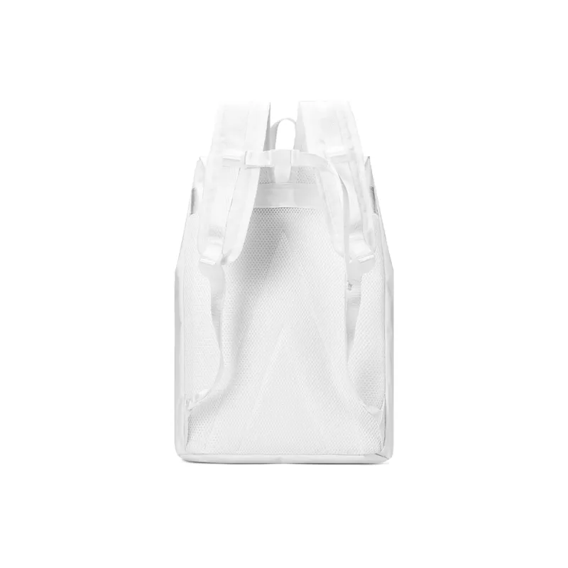 TURN UP Nylon Backpack Large Size Unisex White-4