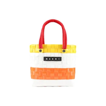 MARNI Polypropylene Tote Bag, Shopping Bag, Shoulder Bag, Handbag Kids' White & Orange & Yellow