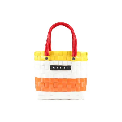 MARNI Polypropylene Tote Bag, Shopping Bag, Shoulder Bag, Handbag Kids' White & Orange & Yellow