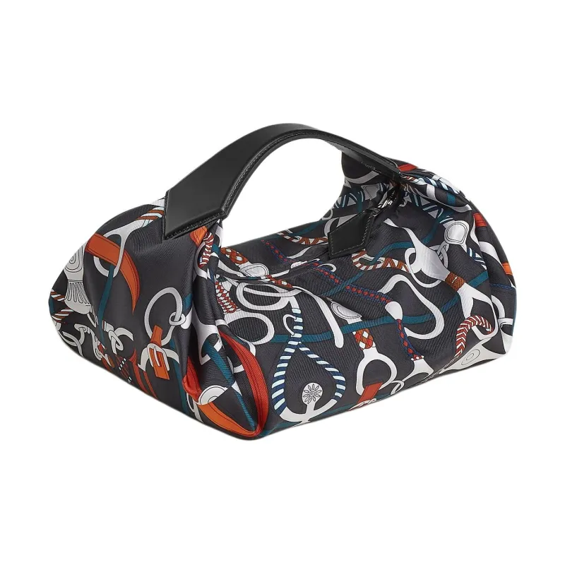 HERMES Hunter Cow Leather Handbag Women's Black & Multicolor-2