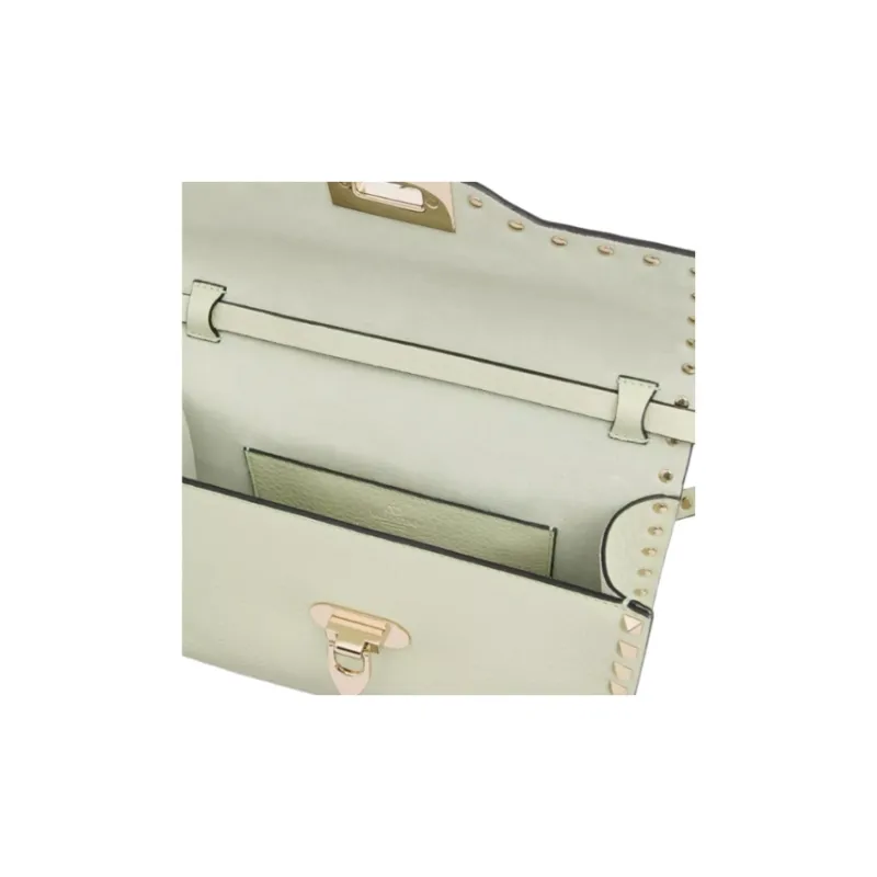 Valentino Rockstud Grained Calfskin Shoulder Bag Crossbody Bag Small Size Women's Light Green-5