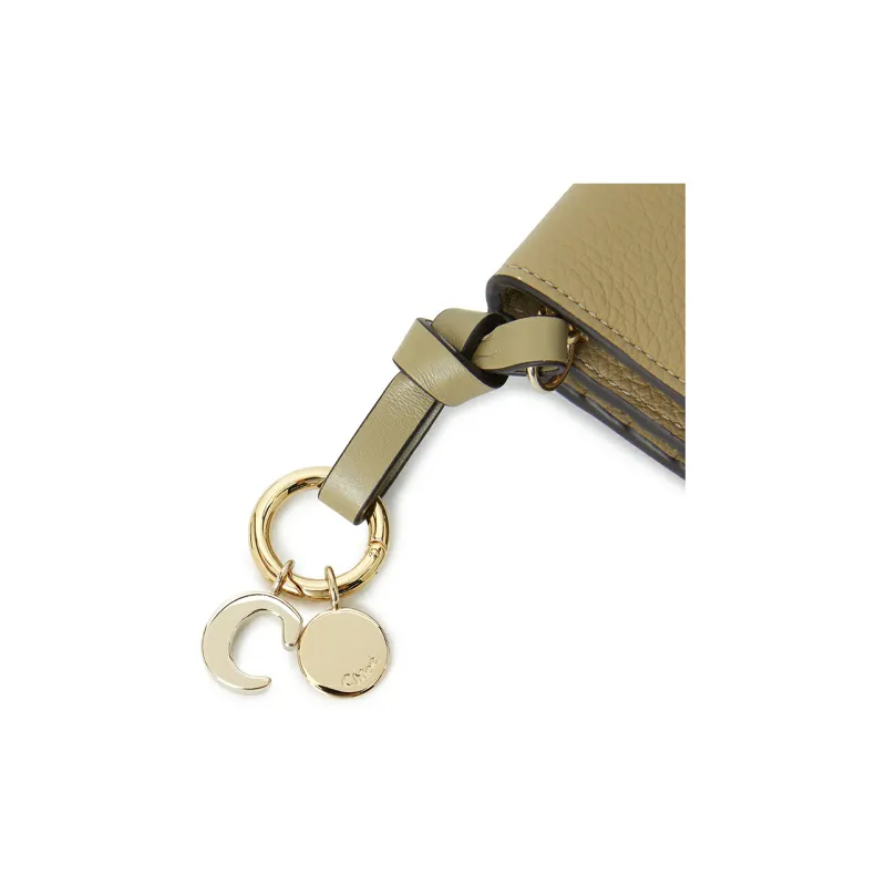 Chloe Cow Leather Coin Purses Wallets Mini Women's Beige Khaki-6