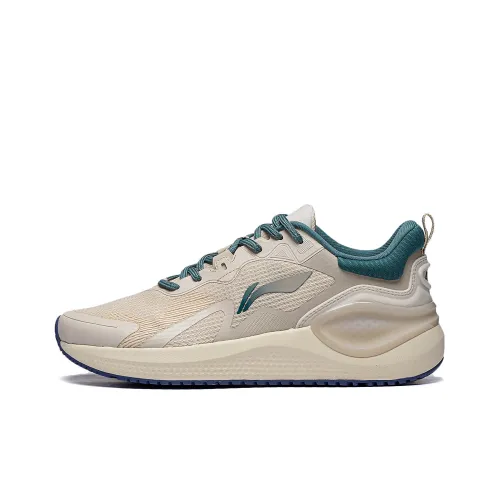 LiNing Shock Absorbers With Slip Resistant And Abrasion Resistant Properties Low Top Running Shoes Men's Brown Green