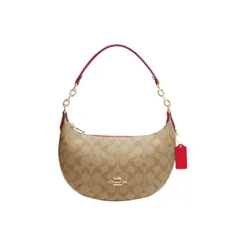 COACH Payton PVC Crescent Bag, Shoulder Bag, Handbag, Shoulder Bag Women's Light Khaki