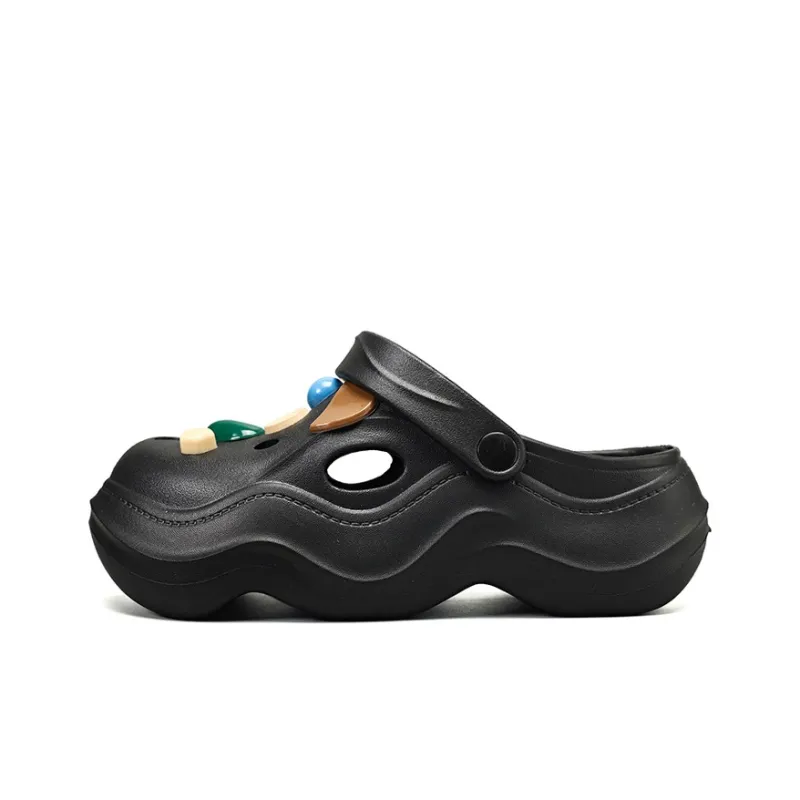 OUBT Wave Bottom Gemstone Decoration Closed Toe Clogs Women's-11