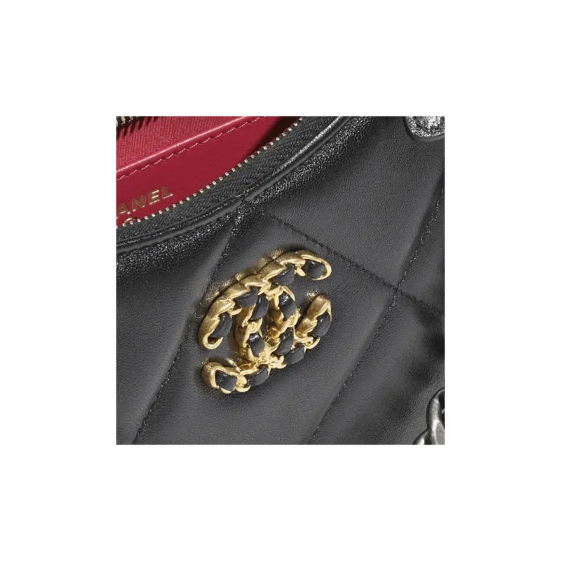 CHANEL Bright Color Lambskin Crossbody Bag, Shoulder Bag Unisex Black-3