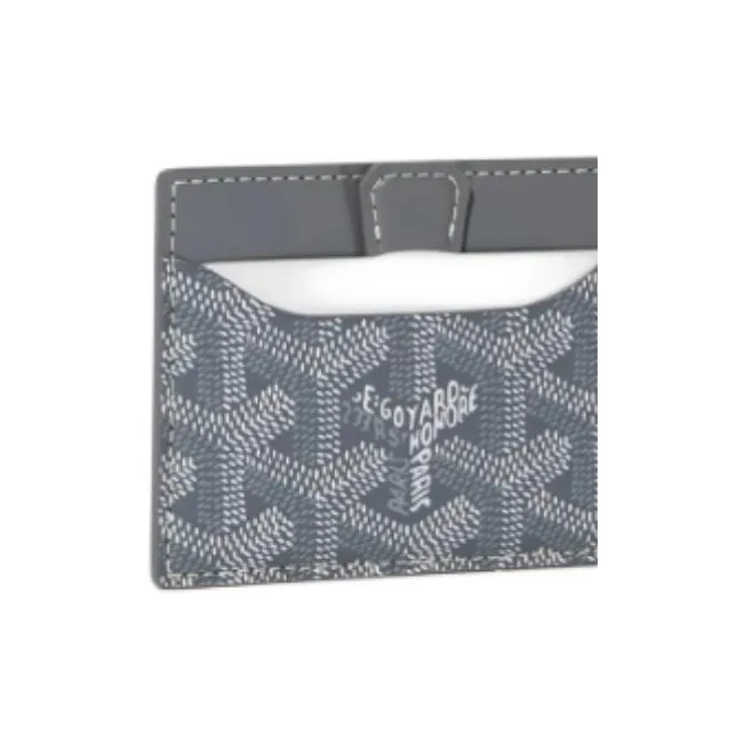 GOYARD Canvas With Calfskin Card Holder Unisex Gray-3