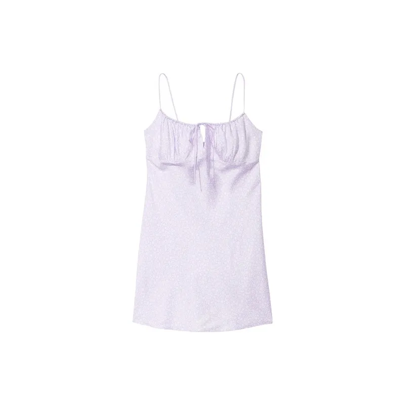 Victoria's Secret PINK TENCEL™ SLIP DRESS/Pastel Lilac Ditsy Floral Nightgown Women's Light Purple-0
