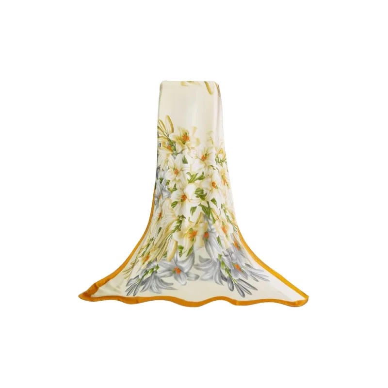 Eucalyptus Ornamentation Silk Scarves Women's-1