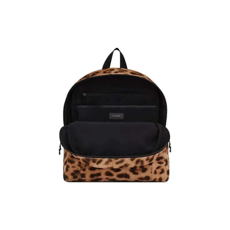 SAINT LAURENT Nux Cotton Backpack Men's Leopard-3