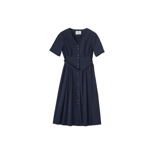 XIANGYING Short-Sleeved Dresses Women's Navy Blue