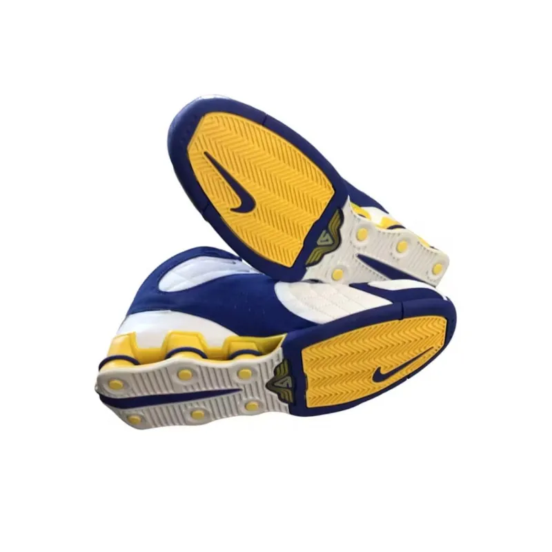 Nike Shox VC V Cushioning Anti Slip And Wear Resistant Mid Top Basketball Shoes Men's White Blue Yellow-3