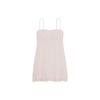 Victoria's Secret PINK NEW!Modal Lace-Trim Straight-Neck Slip Dress/GreyLilac Nightgown Women's Light Purple Gray