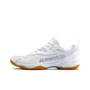 Kawasaki Ball Mania Series Cushioning Breathable Badminton Shoes Unisex White Silver