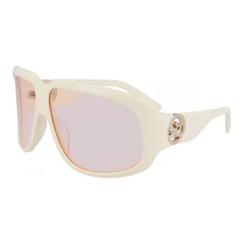 LONGCHAMP Acetate Irregular Shape Sunglasses Women's White