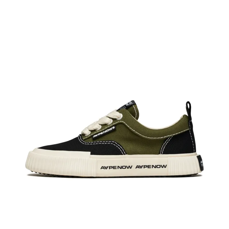 Aape Canvas Shoes Men Low Top Black/White/Army Green-4