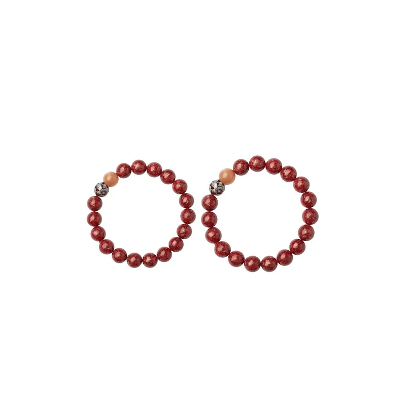 Bubble Scallops Reconstructed Cinnabar Jade Bracelets Unisex-4
