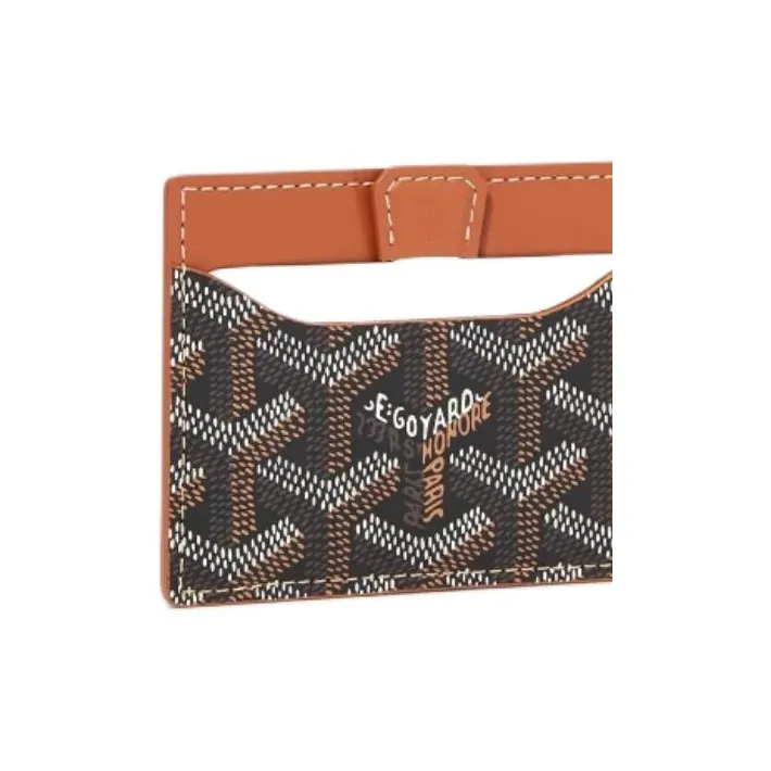 GOYARD Canvas With Calfskin Card Holder Unisex Black & Brown-3