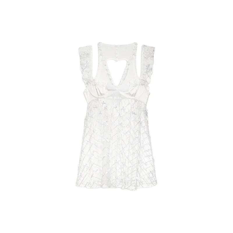 Victoria's Secret FOR LOVE & LEMONS Fiorella Slip Dress Nightgown Women's White-0