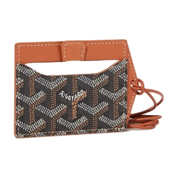 GOYARD Canvas With Calfskin Card Holder Unisex Black & Brown-0