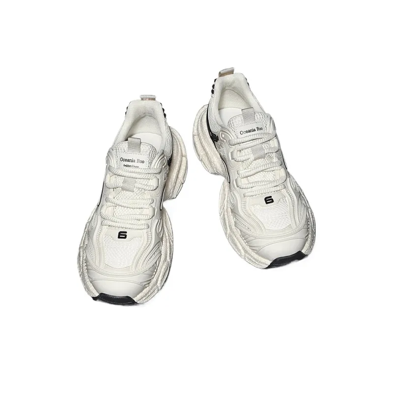 OCEANIA ROO Shock Absorbers Slip Resistant, Abrasion Resistant, Breathable Low Top Chunky Sneakers Men's White-2