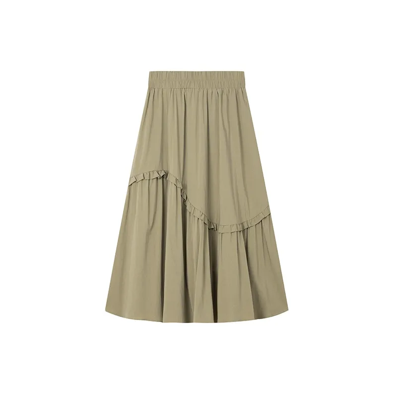 LOUISY AO Casual Long Skirts Women's Khaki-1