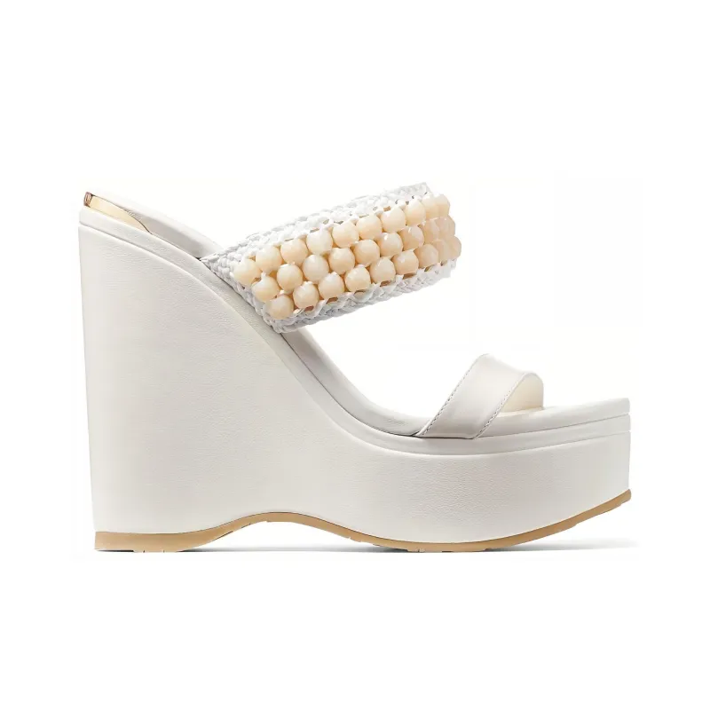 Jimmy Choo Amoure Beaded Wedge Sandals-1