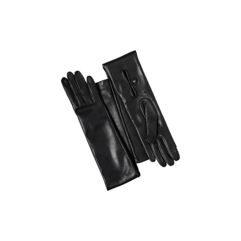 PRADA Genuine Leather Gloves Women's Black-1